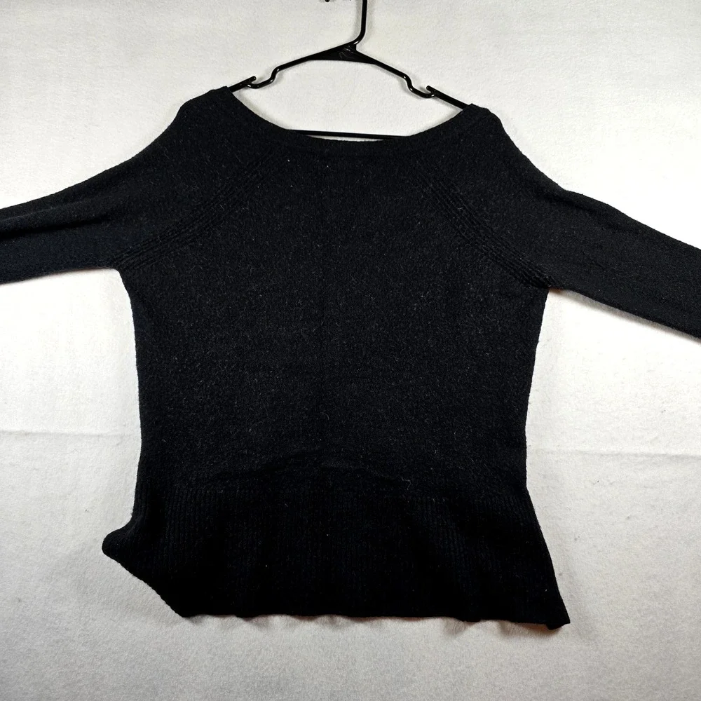 J Crew Sweater Womens Small Black V- Neck Long Sleeve Merino Wool Alpaca Blend‎